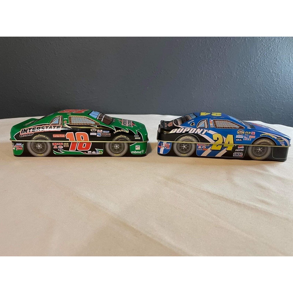Lot Of 2 NASCAR COLLECTOR CAR TINS PEPSI DUPONT #24/ INTERSTATE BATTERIES #18